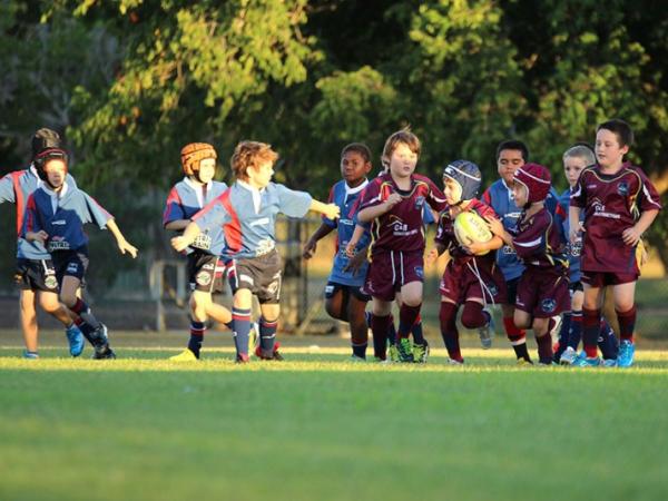 Kids playing rugby