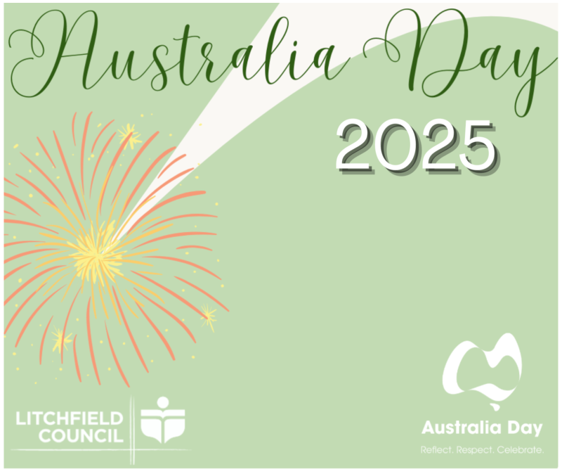 Australia Day 2025 sign with Litchfield Council and Australia Day Council logos