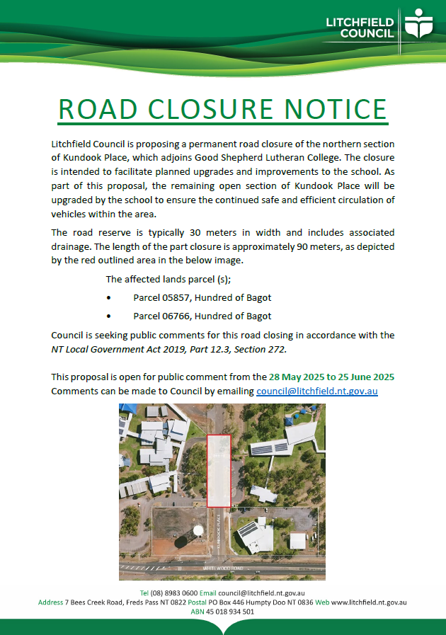 Road Closure - Kundook Place