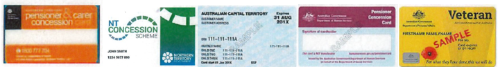 Accepted Concession Cards
